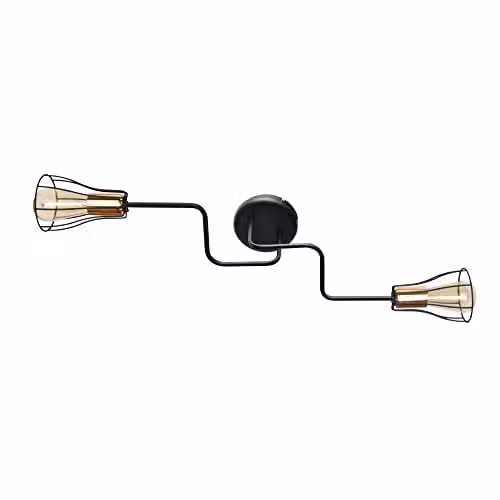 Netlighting Helam Tube Multi Arm Semi Flush Ceiling Light in Black and Copper