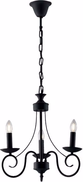 Netlighting Beatrice 3 Light Modern Suspended Chandelier in Black Metal, W: 63 cm, D: 57 cm