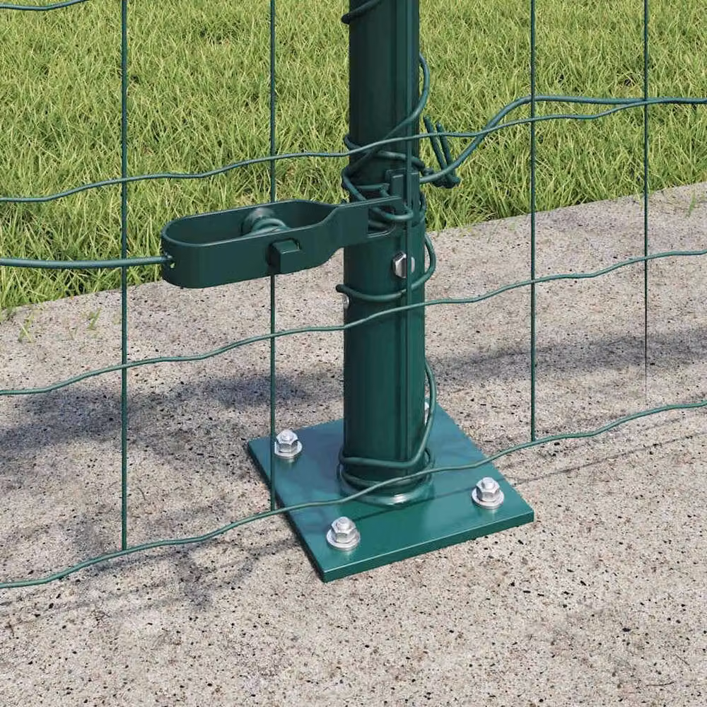 Berkfield Home Euro Fence with 13 Flanged Posts, Galvanised Steel, Green, 0.4 x 50 m – 3