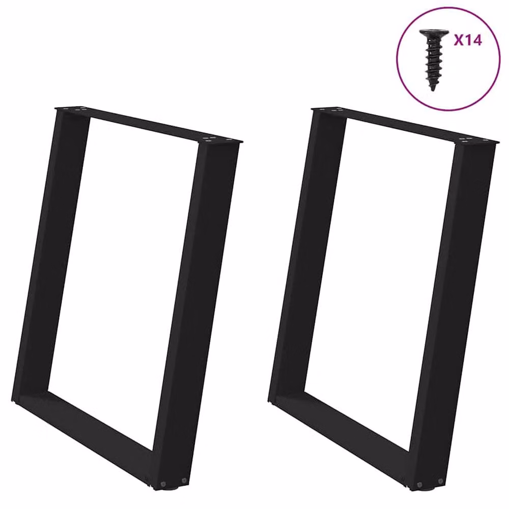 Berkfield Home Modern vidXL U-Shaped Dining Table Legs, 2 Pieces, Black, W/H: 70 x 72.5 cm – 1