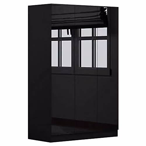 Furnished with Style Modern Black Matt Wardrobe with Hinged Push-to-Open Doors, W/D/H: 120 x 50 x 180 cm