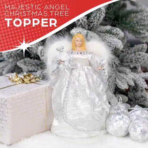 The Christmas Workshop Silver Angel Christmas Tree Topper, Height: 30 cm – 2