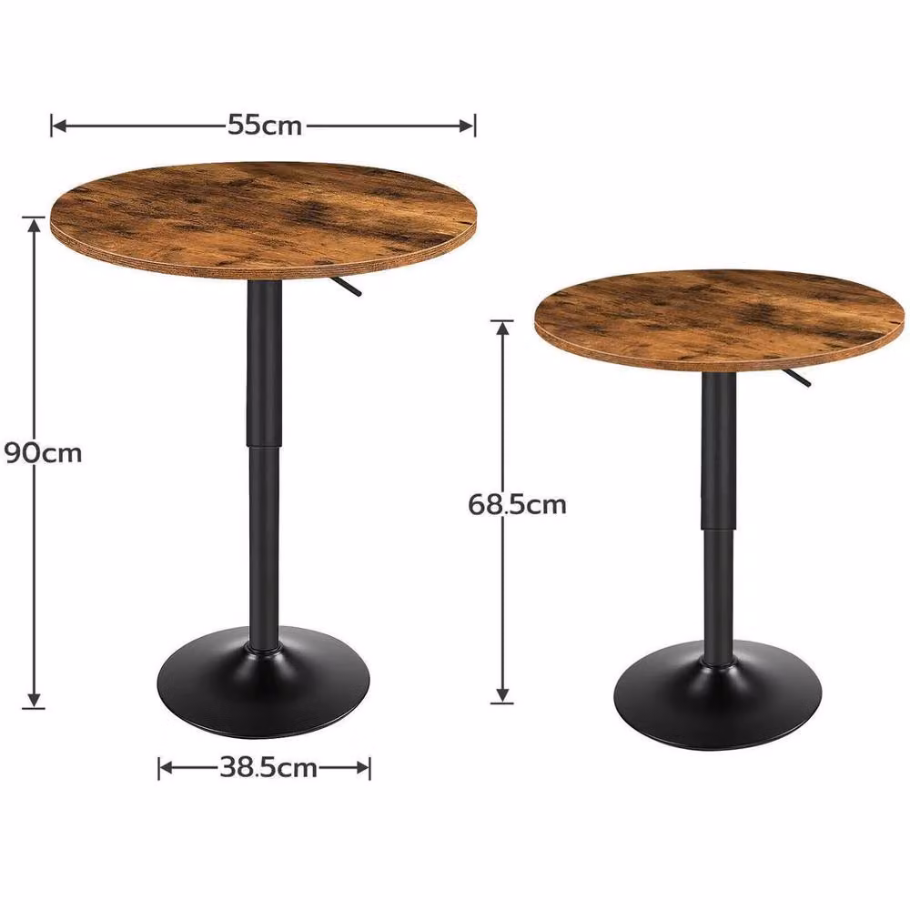 EONLION Height-Adjustable Breakfast Bar Table in Brown and Black, W/D/H: 55 x 55 x 90-100 cm – 2