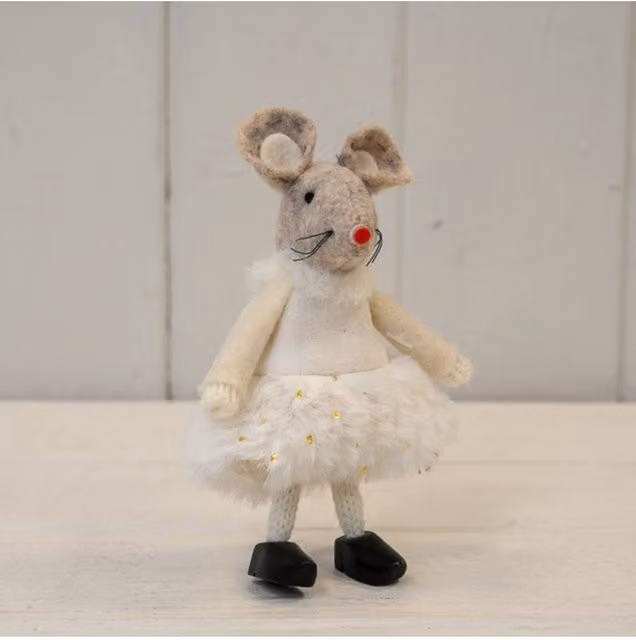 KDMD Organic Fabric Mouse in White Dress for Children