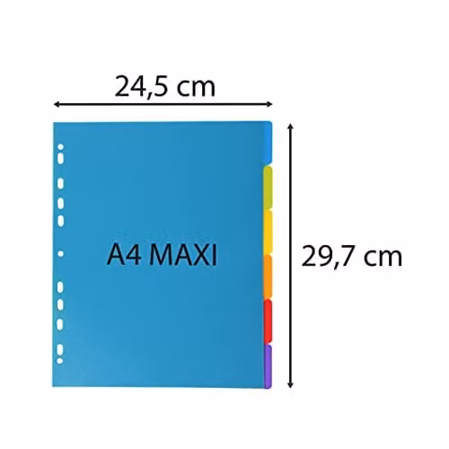 Exacompta Campus PP Dividers for A4+ Documents, 6 Tabbed Parts, Multi-coloured Polypropylene – 3