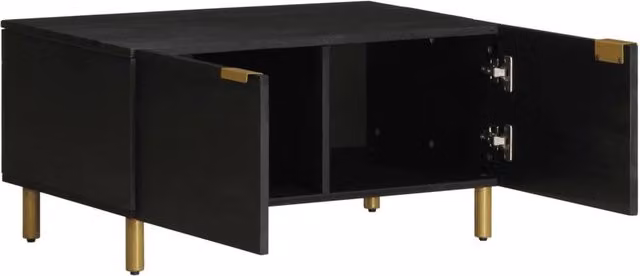 Berkfield Home Black Rectangular Coffee Table with Metal Legs, W/D/H: 80 x 50 x 40 cm