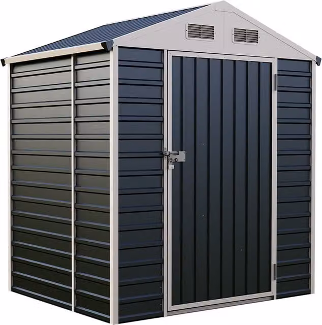 Lifeideas Apex Metal Garden Shed with Lock in Anthracite, Width: 128 cm