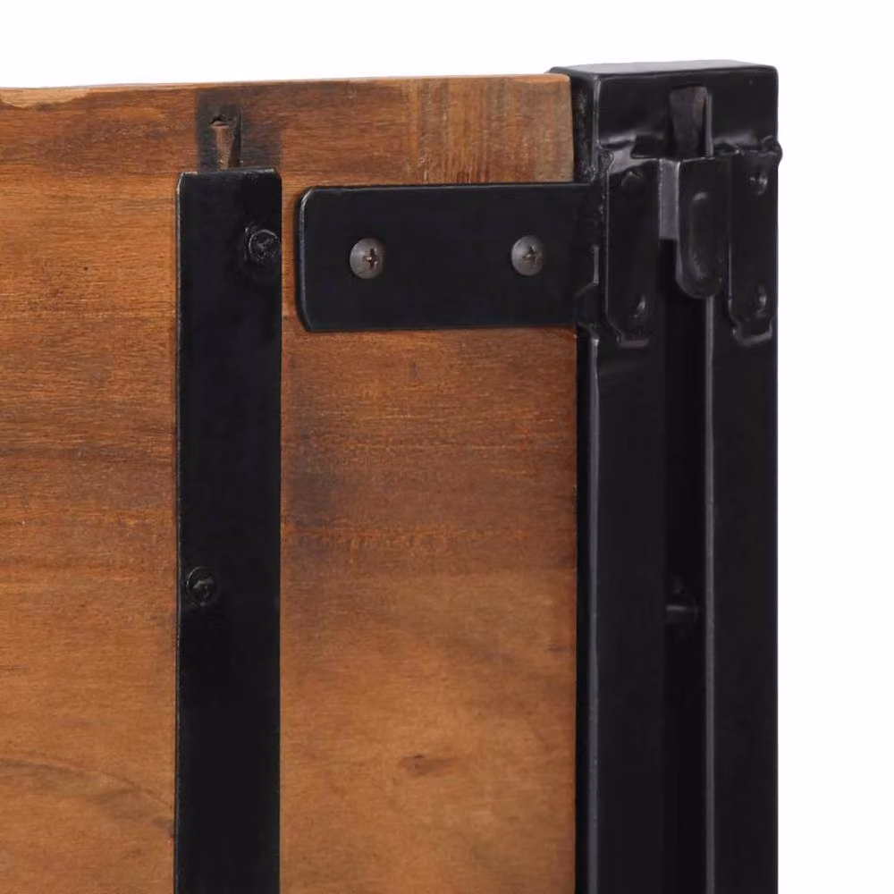 Berkfield Home Industrial Headboard in Brown Reclaimed Wood and Iron, Width: 160 cm – 3