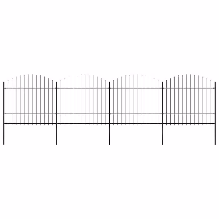 Berkfield Black Steel Palisade Garden Fence with Spear Top, W/H: 6.8 x 1.75 m