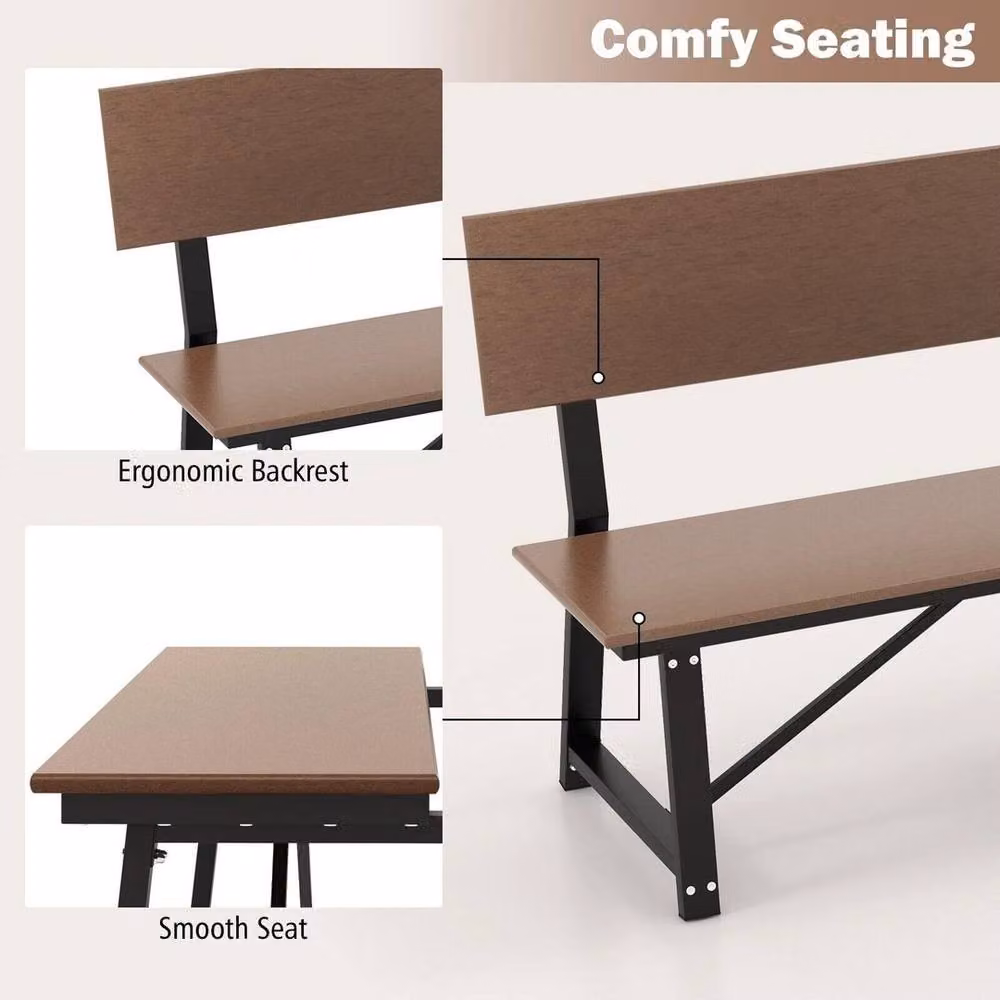 SPETLEK 183cm Outdoor Garden Bench for 4 Adults in Brown – 4