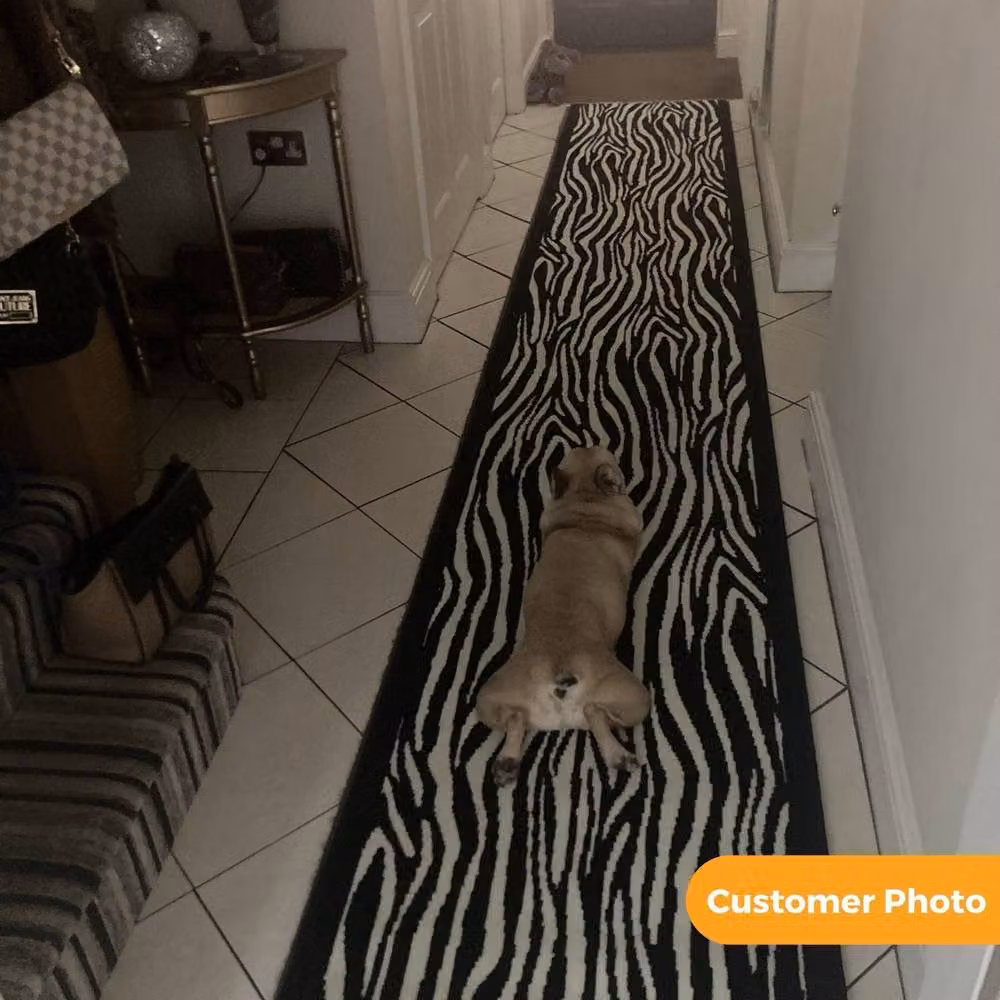 runrug Modern Animal Print Hallway Runner Rug in Black, W: 70 cm, L: 240 cm – 6