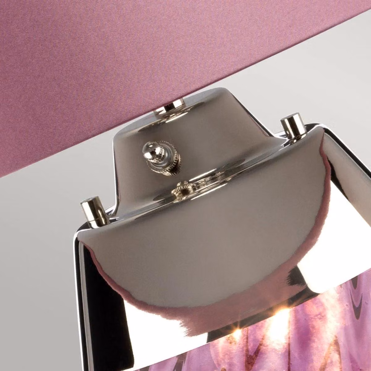 Netlighting Lena 2 Light Small Table Lamp in Purple with Plum Tinted Glass and Heather Shade – 3
