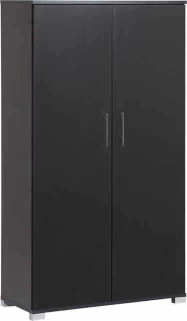 MMT Furniture Designs SD-IV02 Black Matt MDF Freestanding Cabinet with Hinged Doors and Internal Shelves
