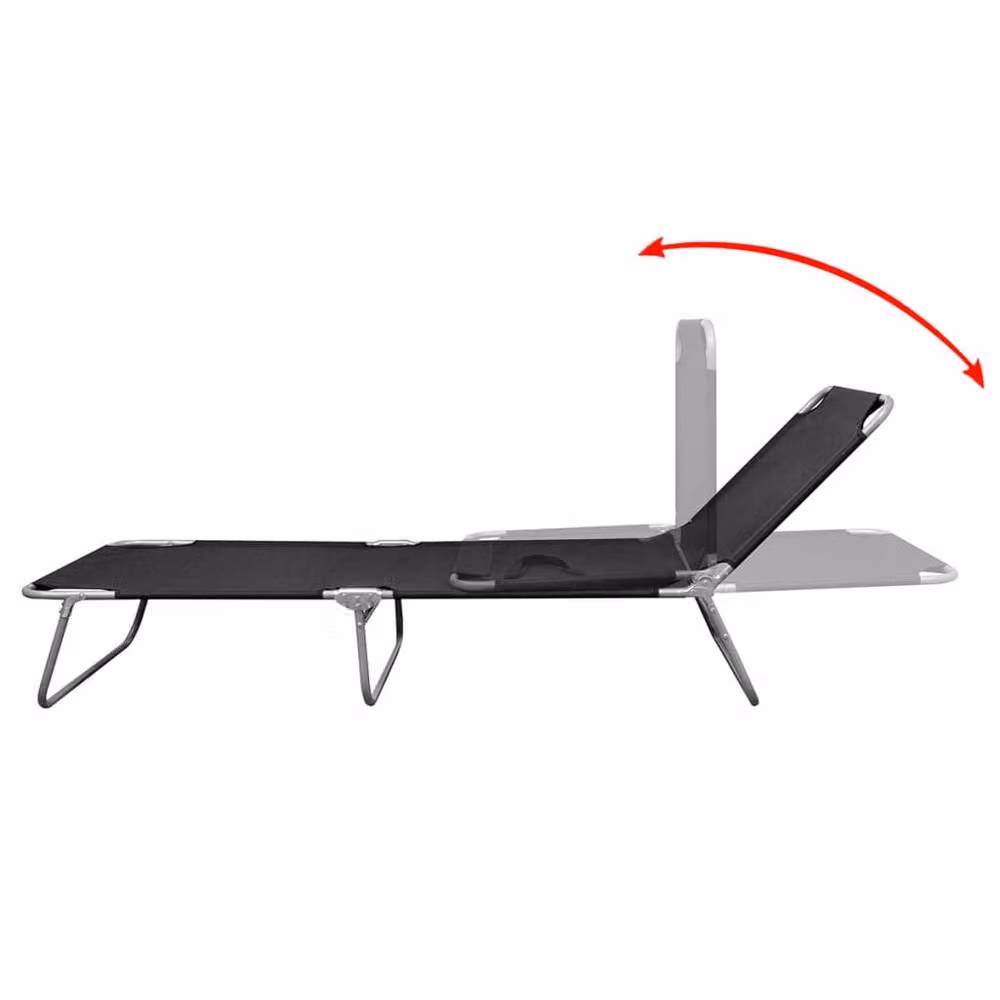 Berkfield Home Folding Sun Lounger with Adjustable Headrest in Black Powder-coated Steel – 3