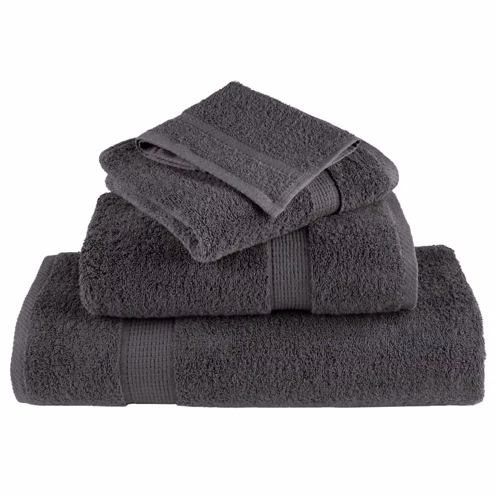 Berkfield Home SOLUND 8 Piece Premium Cotton Terry Towel Set in Anthracite Black, 600 gsm – 4