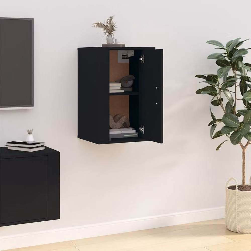 Berkfield Home Wall Mounted TV Cabinet in Black, W/D/H: 40 x 34.5 x 60 cm – 4
