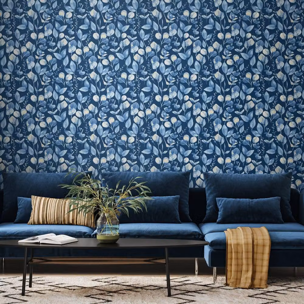 Hoopla Walls Watercolour Leaves Botanical Floral Wallpaper in Slate Blue, 10m Roll – 2