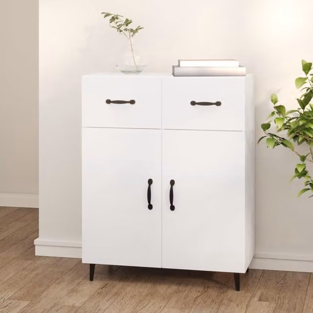 Berkfield Home White Classic Sideboard in MDF, W/D/H: 69.5 x 34 x 90 cm