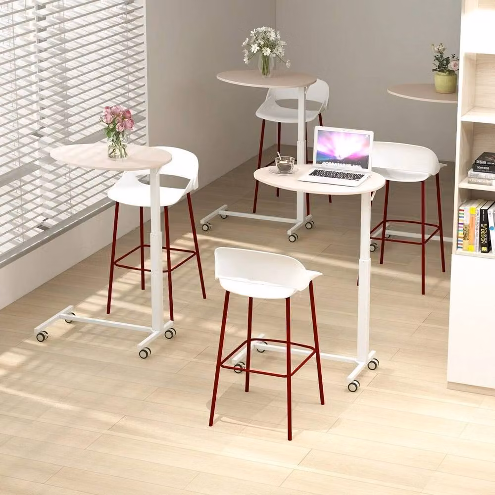 FORGEVIO Mobile Standing Desk with Pneumatic Lift and Castors, White – 2
