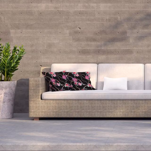 Andrew Lee Black Chain and Floral Pattern Rectangular Outdoor Cushion, W: 60 cm, H: 60 cm