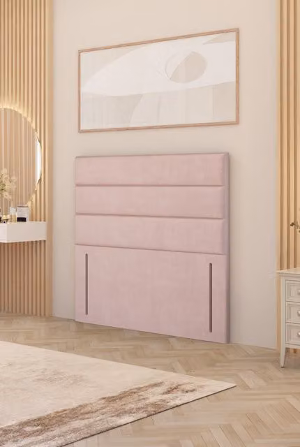 Somnior Chambery Double Floor Standing Divan Headboard in Pink Plush Velvet