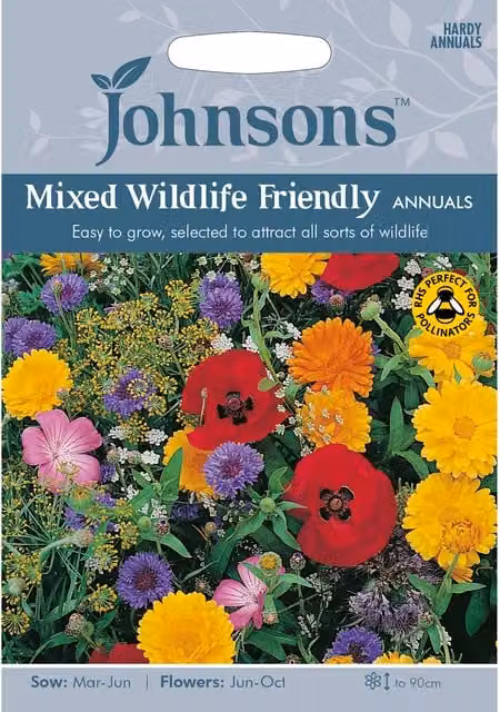 Johnsons Mixed Wildlife Friendly Annual Flower Seeds, Multicolour, Spring and Summer Ornamental Garden Variety