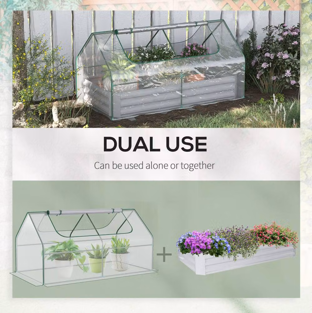 STILVORA Raised Garden Bed with Transparent Greenhouse Cover, W: 185 cm, D: 95 cm, H: 92 cm – 3