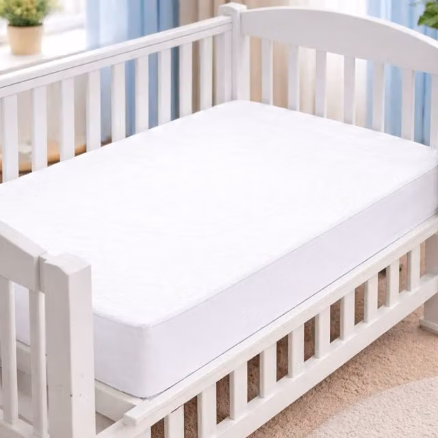 MHG Textiles Waterproof Cotton Cot Bed Mattress Protector, White, W/D/H: 140 x 70 cm