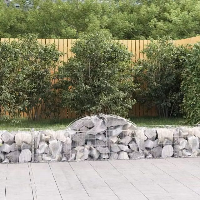Berkfield Home Arched Gabion Baskets, 12 Piece Set, Silver Galvanised Steel, W: 200 cm, D: 50 cm, H: 40-60 cm