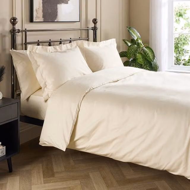 Hotel Pure Luxury Mako Satin Duvet Cover Set, Beige, 140 x 200 cm