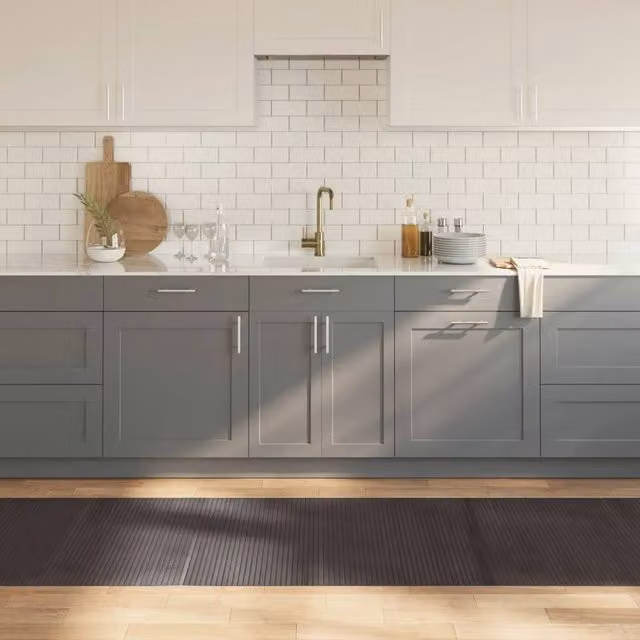 Berkfield Home Rectangular Bamboo Rug in Dark Brown and Black, W/D: 80 x 400 cm