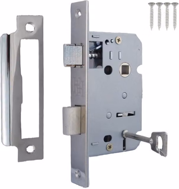 Betley Butterfly Mortise Bolt Hole Lock in Silver and Grey
