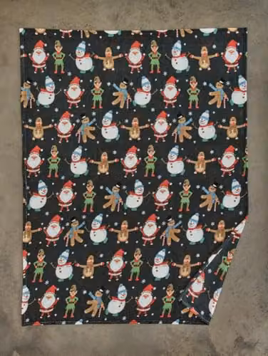 Deyongs Christmas Dancers Fleece Throw, Green and Multicolour, W: 140 cm, D: 180 cm – 3