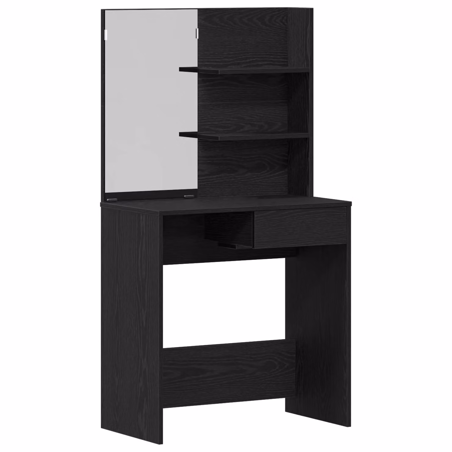 Berkfield Home Black Oak Dressing Table with Mirror, W: 74.5 cm, D: 40 cm, H: 141 cm – 2