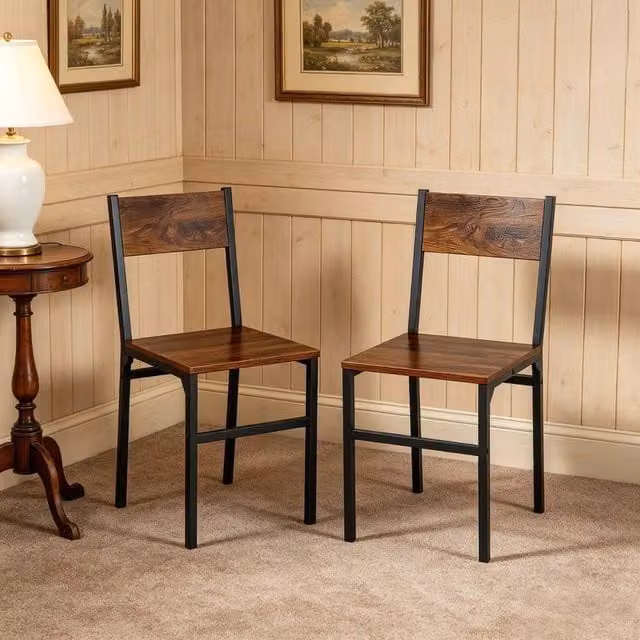 EONLION Industrial Dining Chair Set of 2 in Brown – 1