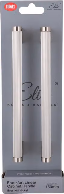 Elite Knobs & Handles Pack of 2 Frankfurt Linear Bar Cabinet Handles in Brushed Silver, 160mm