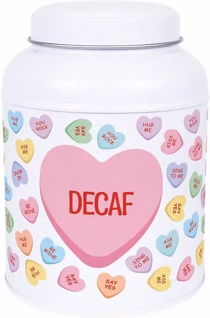 Purely Home Floral Heart Candy Hot Chocolate Decaf Canister, White Metal Kitchen Storage Tin with Domed Lid