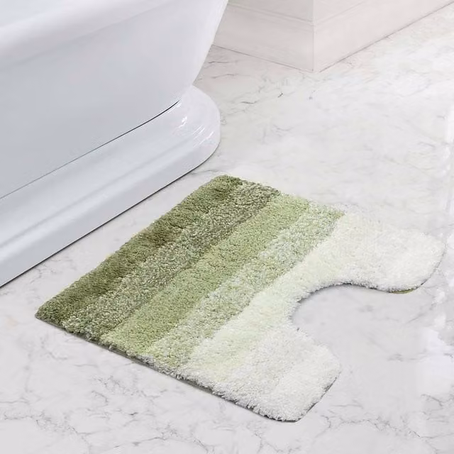 Velosso Super Stripe Anti Slip Microfibre Bath and Pedestal Mat in Green, Small