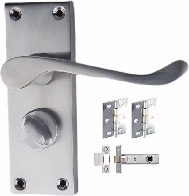 Golden Grace Brushed Chrome Bathroom Privacy Door Handle Set