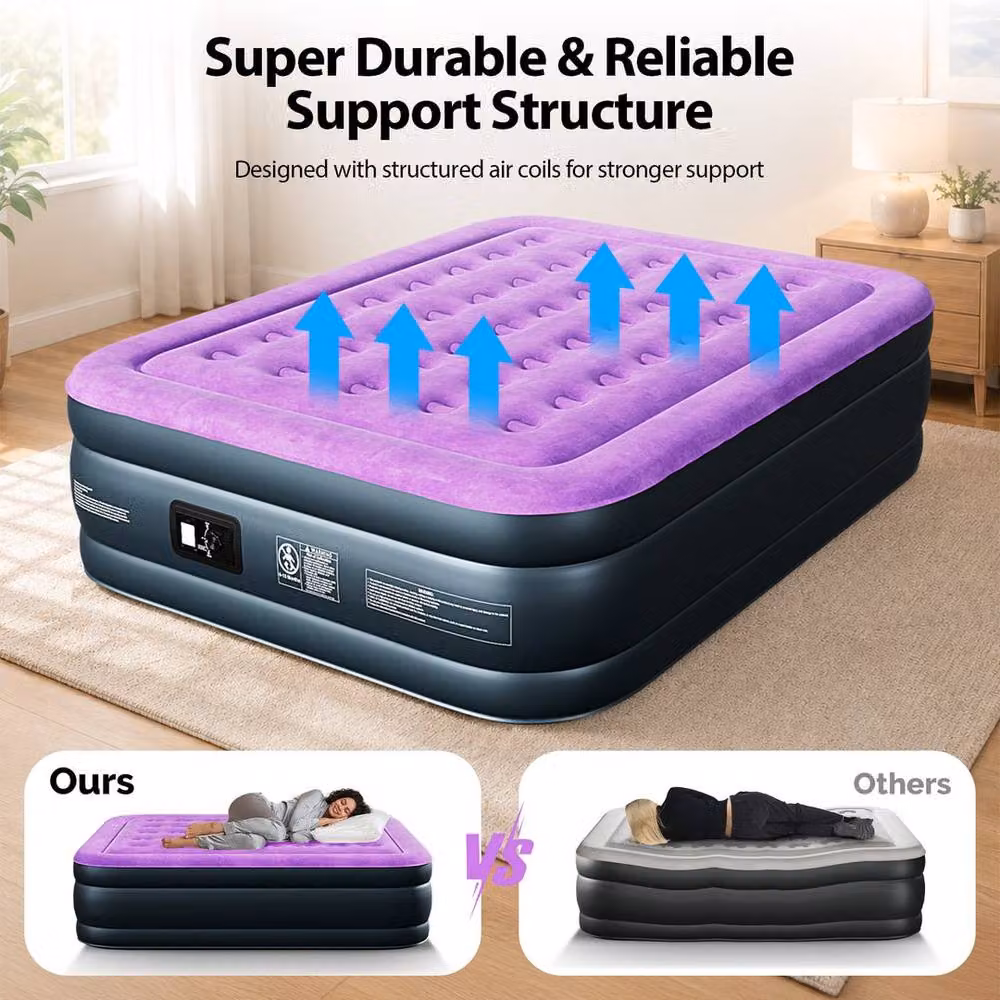 KORVIXA Purple King Air Inflatable Mattress with Built-in Electric Pump, Double Size – 2