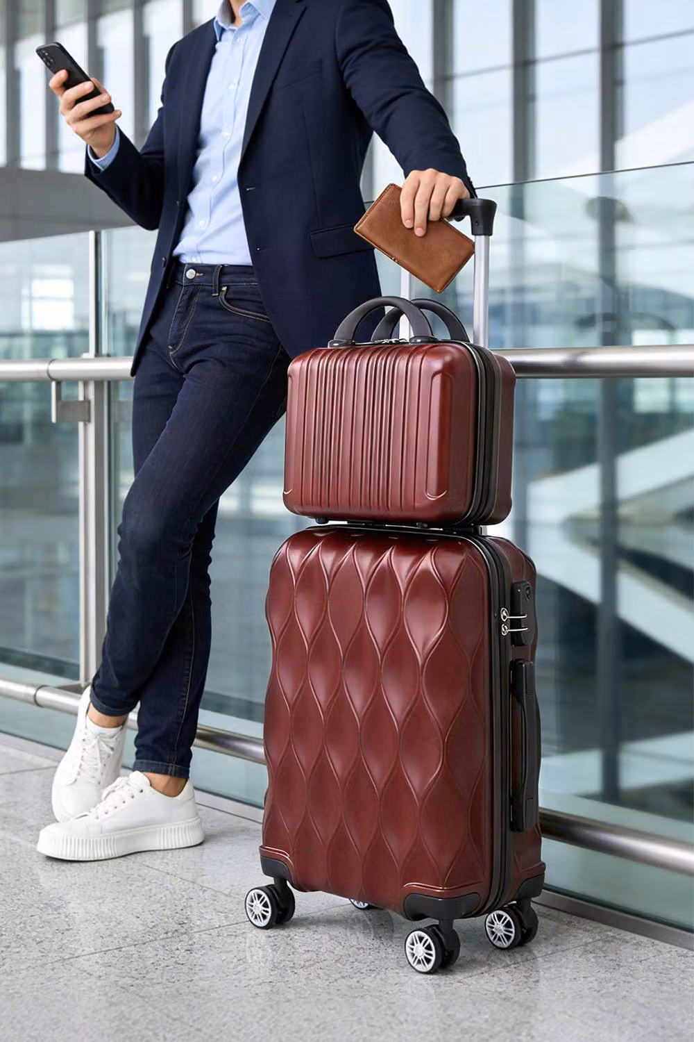 SHEONLY 2-Piece Hard Shell Travel Suitcase Luggage Set in Red – 2