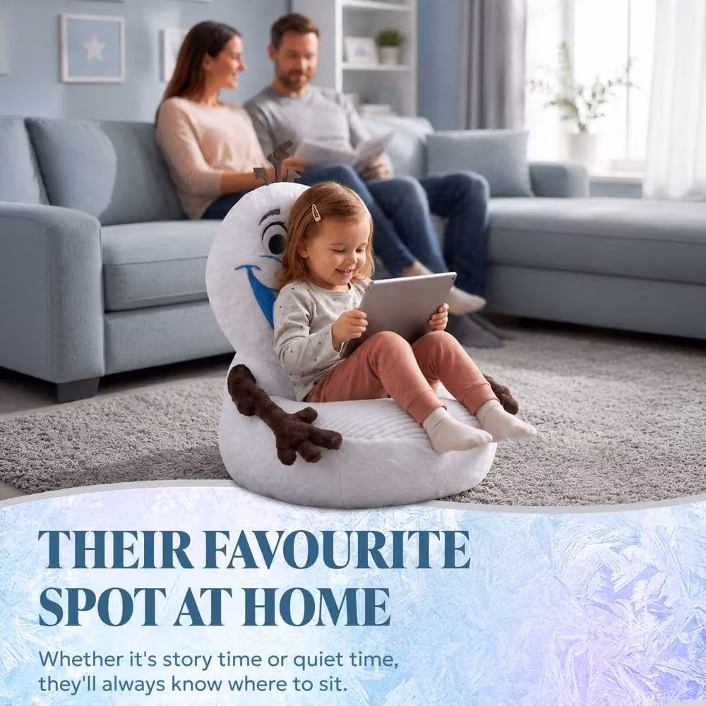 Disney Olaf Kids Plush Sofa Chair, White Upholstered Toddler Armchair with Back Support and Armrests – 3