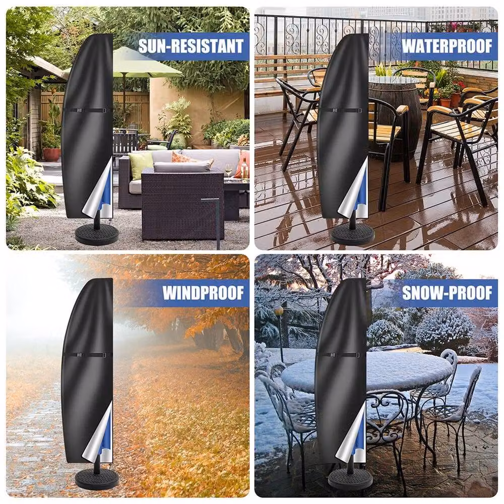 FLAVORA Black Heavy Duty Polyester Parasol Cover, W/D/H: 100 x 15 x 15 cm – 5