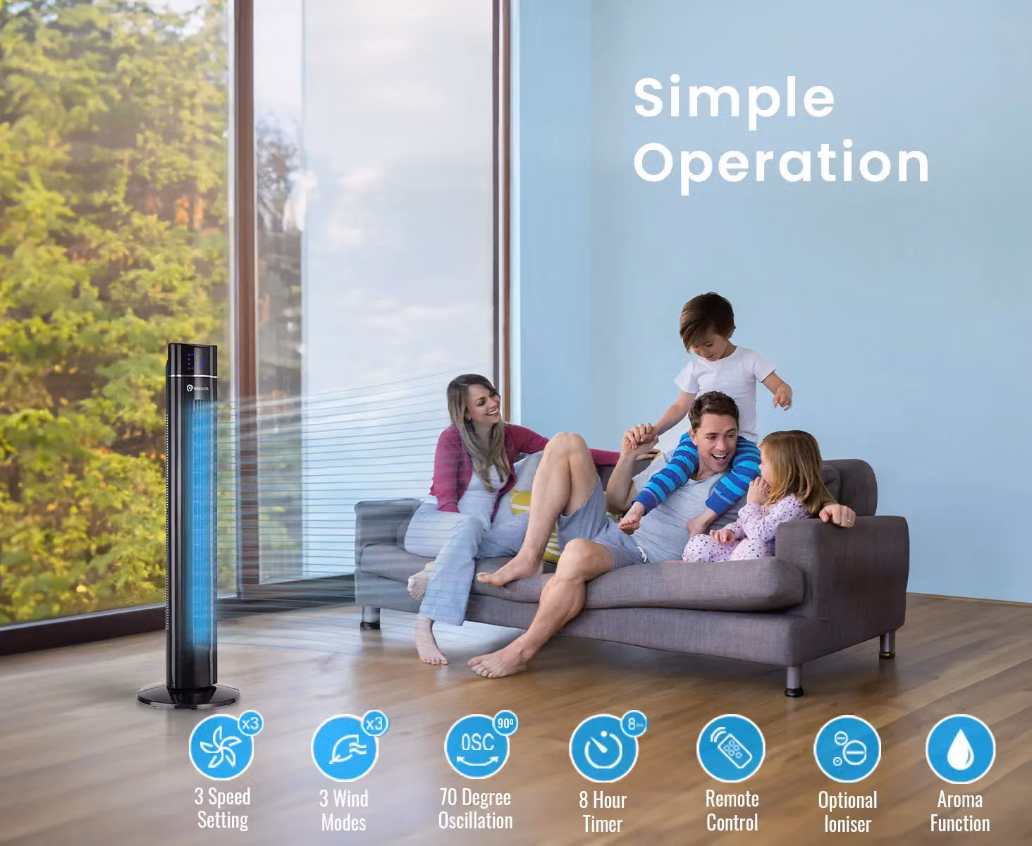 PureMate 43-inch Tower Fan with Air Purifier and Aroma Function in Black – 2