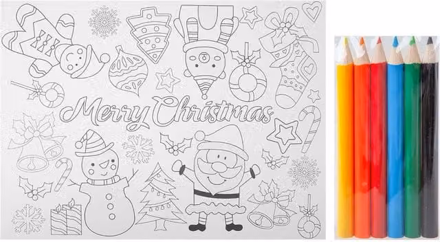 VFM e-Store Christmas Colouring Set with 4 Xmas Themed Designs, Multicolour, W: 32.3 cm, H: 40.3 cm, D: 1.5 cm – 1