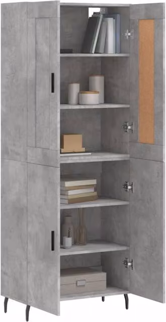Berkfield Home Highboard in Concrete Grey, W/D/H: 69.5 x 34 x 180 cm