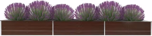 Berkfield Home Garden Brown Galvanised Steel Raised Bed W: 480 cm, D: 80 cm, H: 45 cm