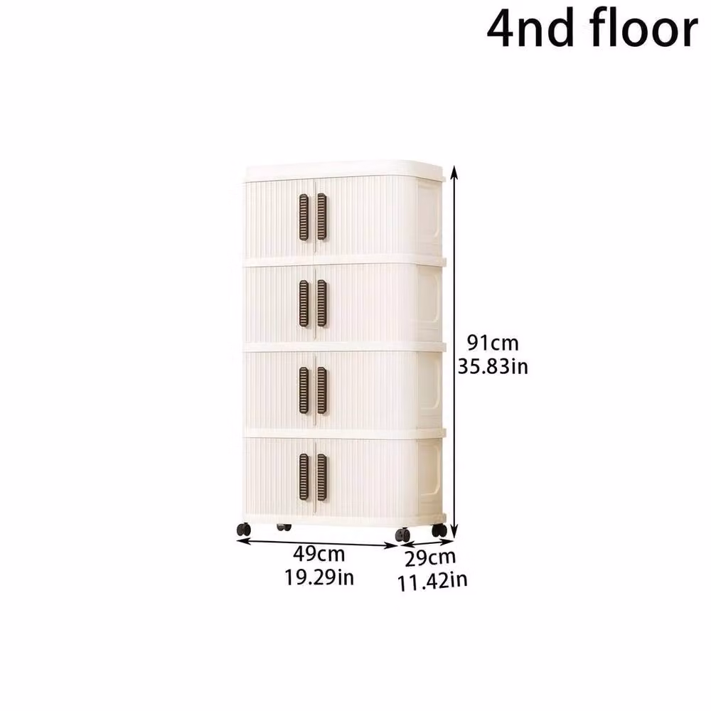 EONLION 4 Tier Slim Storage Cabinet Cupboard in White – 2