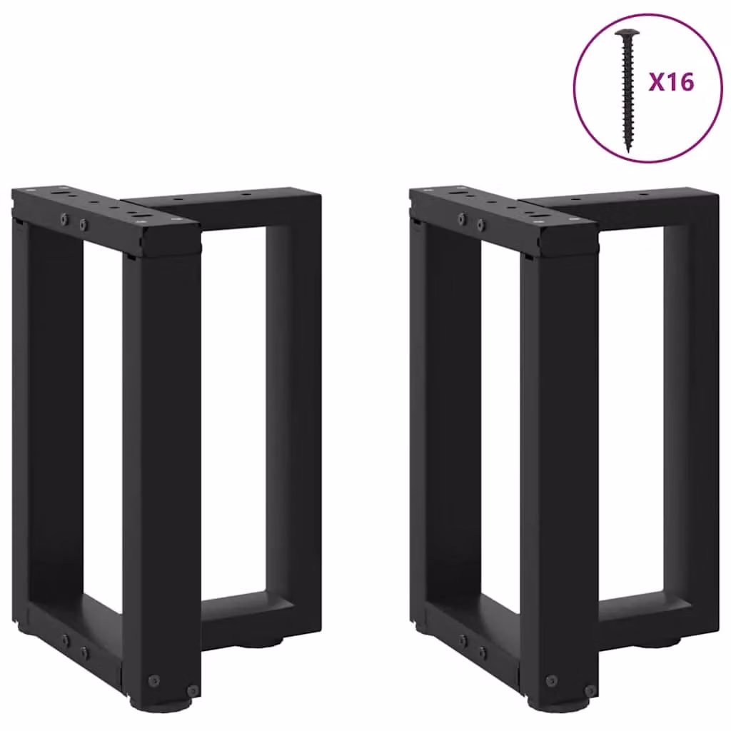 Berkfield Home T-Shaped Steel Coffee Table Legs, Black, W/D/H: 38 x 25 x 43 cm (Set of 2) – 2