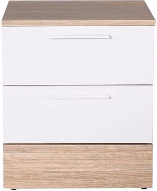 ERGOVEXA White Oak 2 Drawer Bedside Table with Pull Style Handles